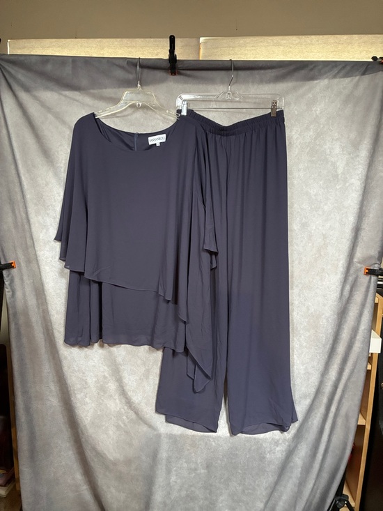 Hanna Nikole Pants - Hanna Nikole Charcoal Layered Wide-Leg Pantsuit for Mother of the Bride